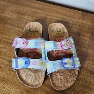 Justice Pastel Iridesent Kids 3 Cork Adjustable Sandals